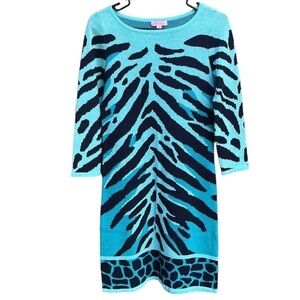 EUC Lilly Pulitzer Blue Knit Animal Print Dress